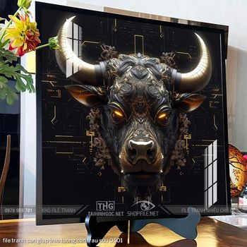 file tranh con giap treo tuong con trau suu 0501