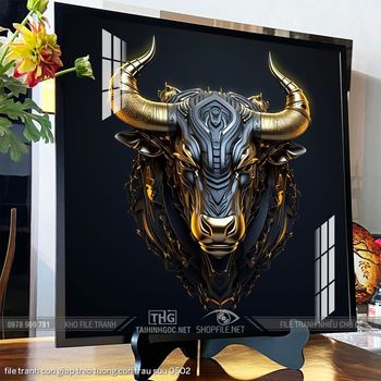 file tranh con giap treo tuong con trau suu 0502