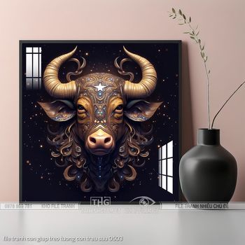 file tranh con giap treo tuong con trau suu 0503