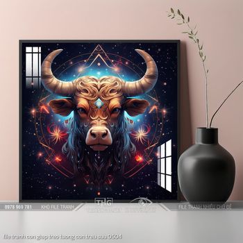 file tranh con giap treo tuong con trau suu 0504