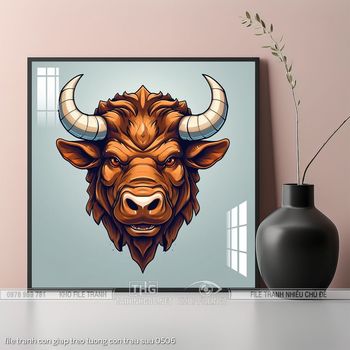 file tranh con giap treo tuong con trau suu 0506