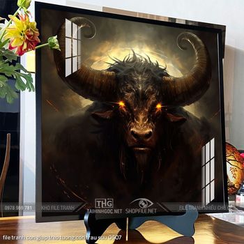 file tranh con giap treo tuong con trau suu 0507