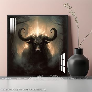 file tranh con giap treo tuong con trau suu 0509