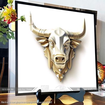 file tranh con giap treo tuong con trau suu 0512