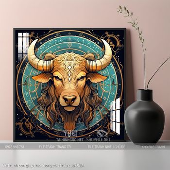 file tranh con giap treo tuong con trau suu 0514