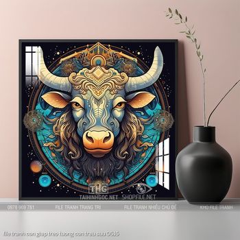 file tranh con giap treo tuong con trau suu 0515