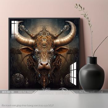 file tranh con giap treo tuong con trau suu 0517