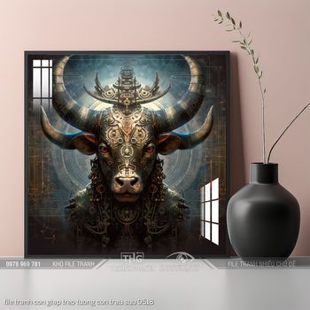 file tranh con giap treo tuong con trau suu 0518