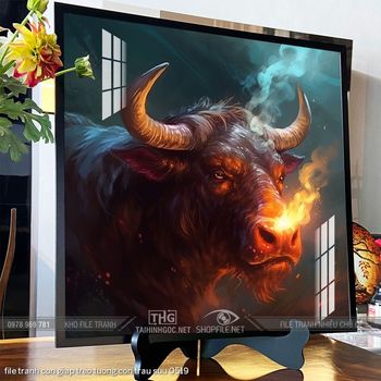 file tranh con giap treo tuong con trau suu 0519