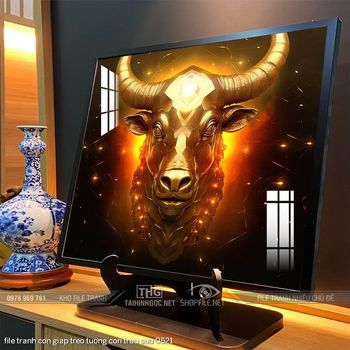 file tranh con giap treo tuong con trau suu 0521