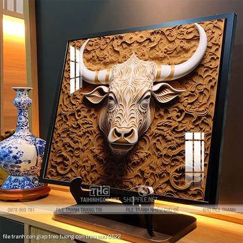 file tranh con giap treo tuong con trau suu 0522