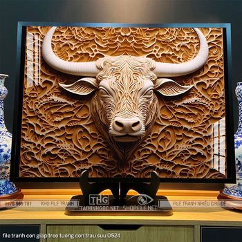 file tranh con giap treo tuong con trau suu 0524