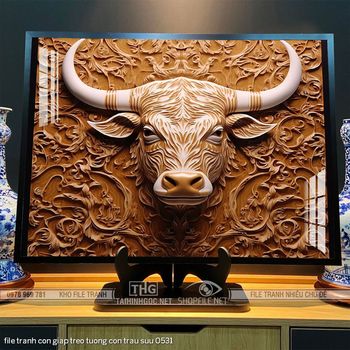 file tranh con giap treo tuong con trau suu 0531