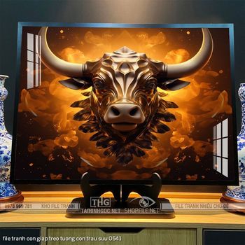 file tranh con giap treo tuong con trau suu 0541