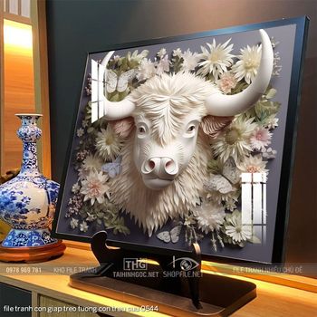 file tranh con giap treo tuong con trau suu 0544