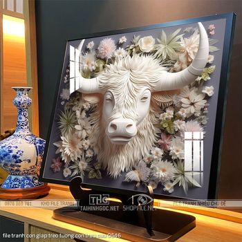 file tranh con giap treo tuong con trau suu 0546