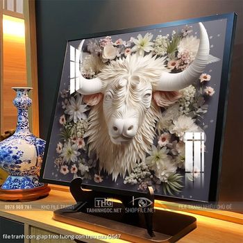 file tranh con giap treo tuong con trau suu 0547