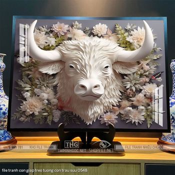 file tranh con giap treo tuong con trau suu 0548