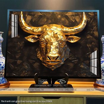 file tranh con giap treo tuong con trau suu 0549