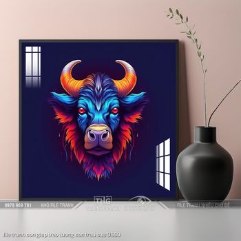 file tranh con giap treo tuong con trau suu 0550