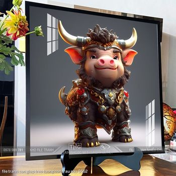 file tranh con giap treo tuong con trau suu 0552