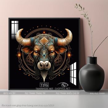 file tranh con giap treo tuong con trau suu 0554