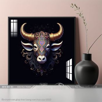 file tranh con giap treo tuong con trau suu 0555