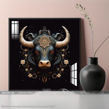 file tranh con giap treo tuong con trau suu 0556