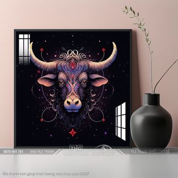 file tranh con giap treo tuong con trau suu 0557