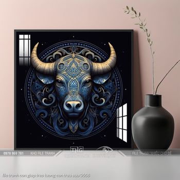 file tranh con giap treo tuong con trau suu 0558