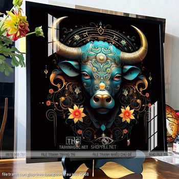 file tranh con giap treo tuong con trau suu 0561