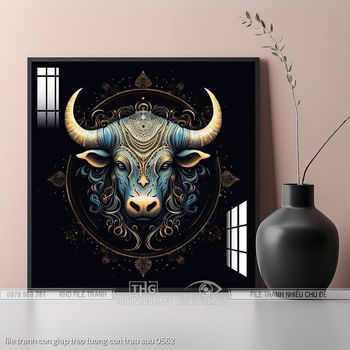 file tranh con giap treo tuong con trau suu 0562