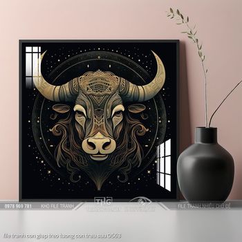 file tranh con giap treo tuong con trau suu 0563