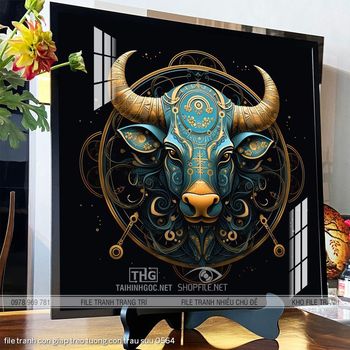 file tranh con giap treo tuong con trau suu 0564