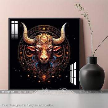 file tranh con giap treo tuong con trau suu 0565