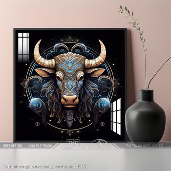 file tranh con giap treo tuong con trau suu 0566