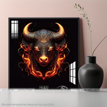 file tranh con giap treo tuong con trau suu 0568