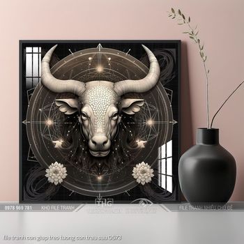 file tranh con giap treo tuong con trau suu 0573