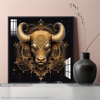 file tranh con giap treo tuong con trau suu 0574