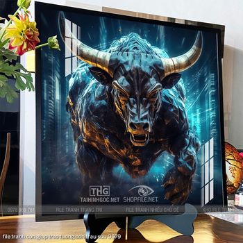 file tranh con giap treo tuong con trau suu 0579