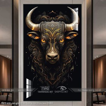 file tranh con giap treo tuong con trau suu 0580