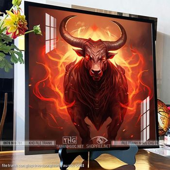 file tranh con giap treo tuong con trau suu 0581