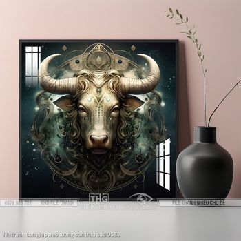 file tranh con giap treo tuong con trau suu 0583