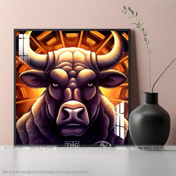 file tranh con giap treo tuong con trau suu 0584