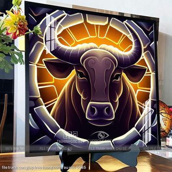 file tranh con giap treo tuong con trau suu 0585