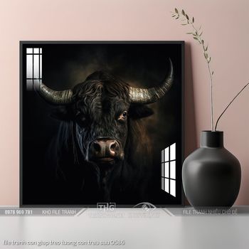 file tranh con giap treo tuong con trau suu 0586