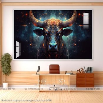 file tranh con giap treo tuong con trau suu 0588