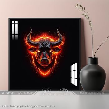 file tranh con giap treo tuong con trau suu 0589