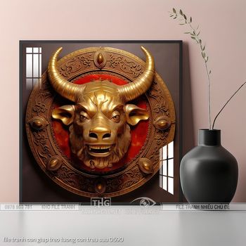 file tranh con giap treo tuong con trau suu 0590