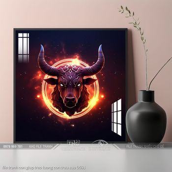 file tranh con giap treo tuong con trau suu 0591